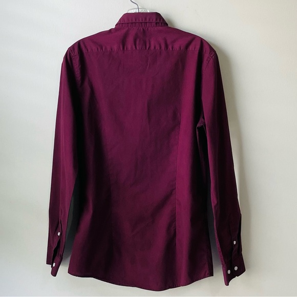 H&M button down mens burgundy red Dress Shirt easy iron size small - Picture 5 of 10